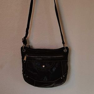 Fossil Black Leather Crossbody Bohemian Bag Purse